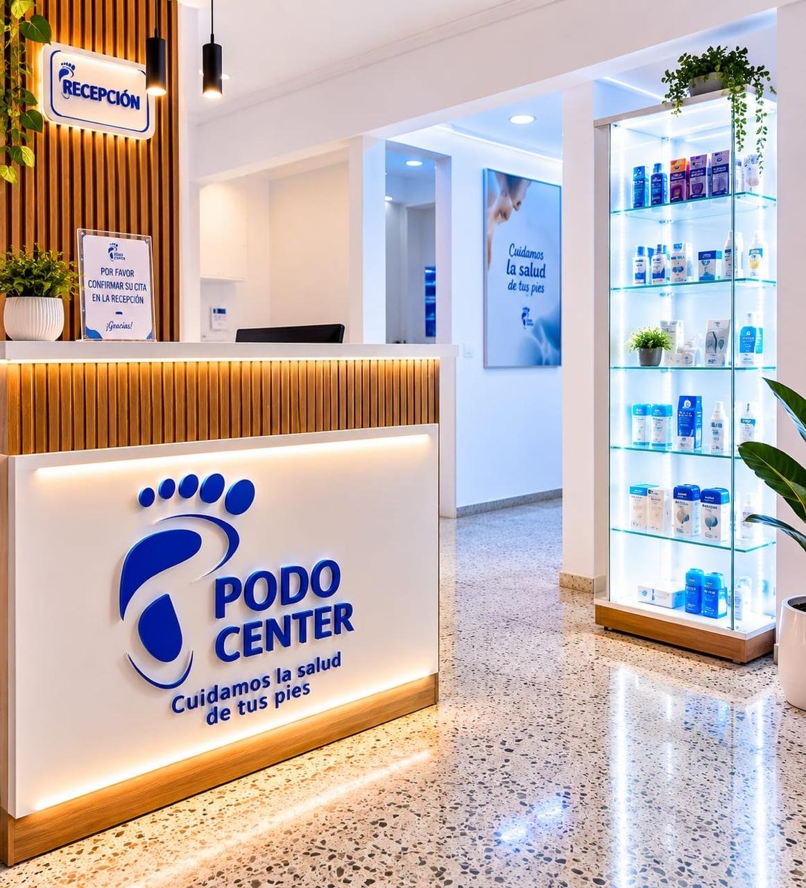 Recepción del consultorio de podología Podo Center en Laureles